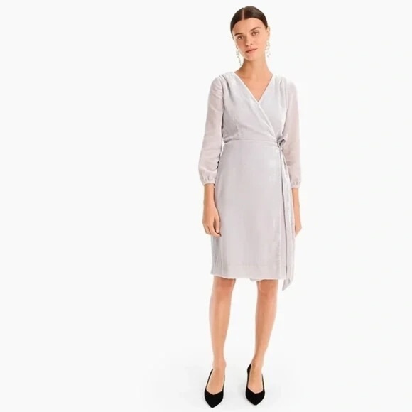 J. Crew Dresses & Skirts - J. CREW New  Solid Gray Lined Drapey Velvet True Wrap Dress Size 6